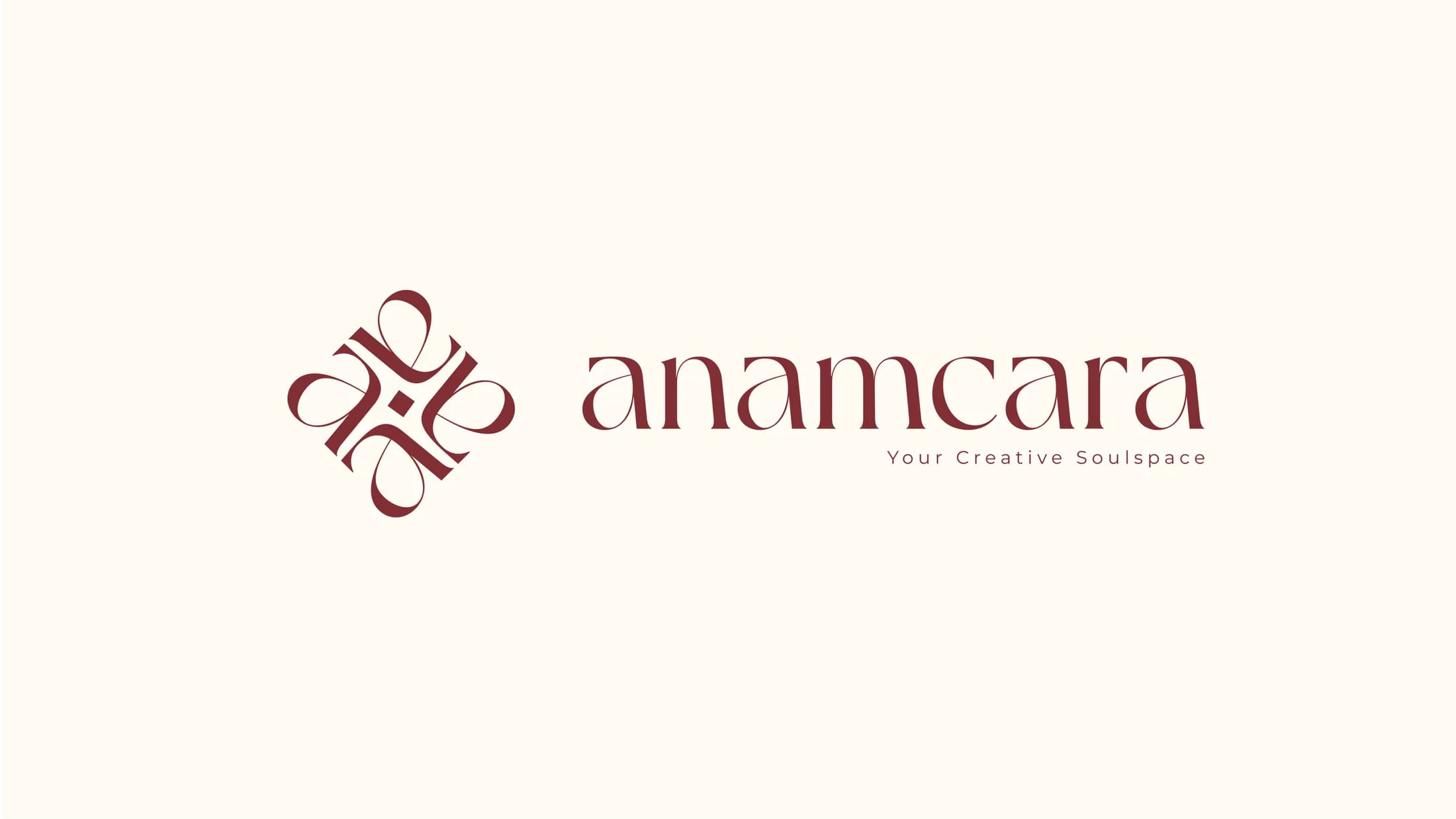 Anamcara logo lockup — a woven monogram beside an elegant serif wordmark on cream
