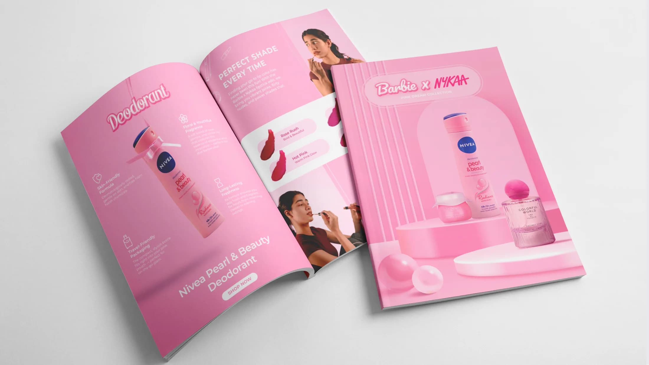 Two Nykaa × Barbie catalog covers side by side