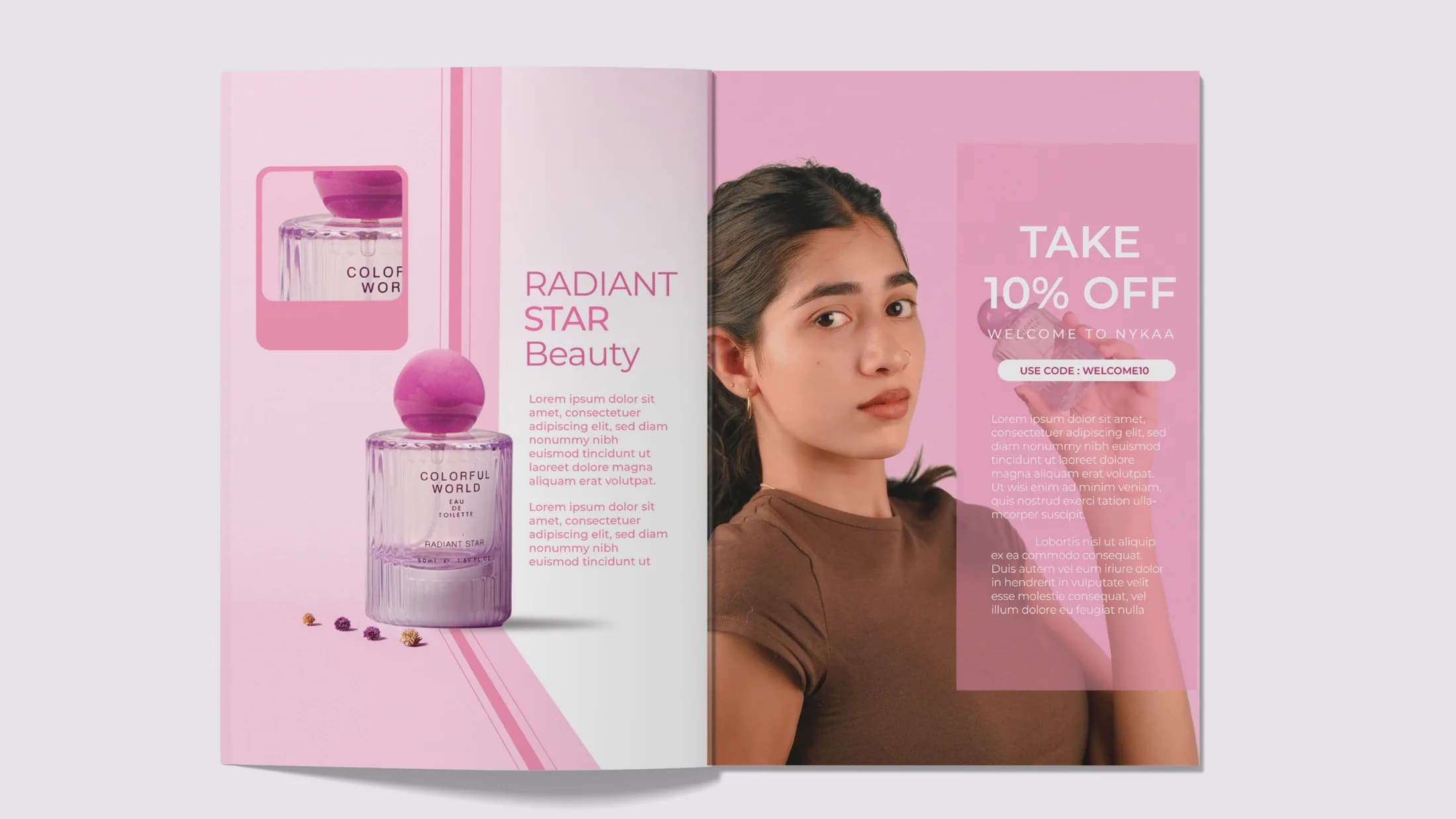 Radiant Star Beauty spread with serum photography