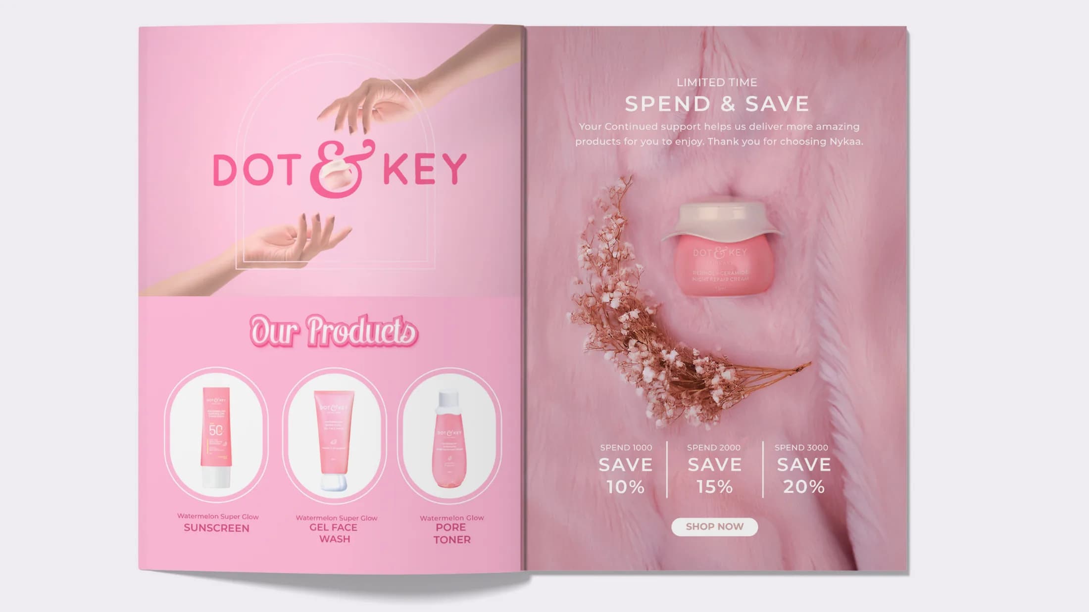 Dot & Key product grid spread with offers