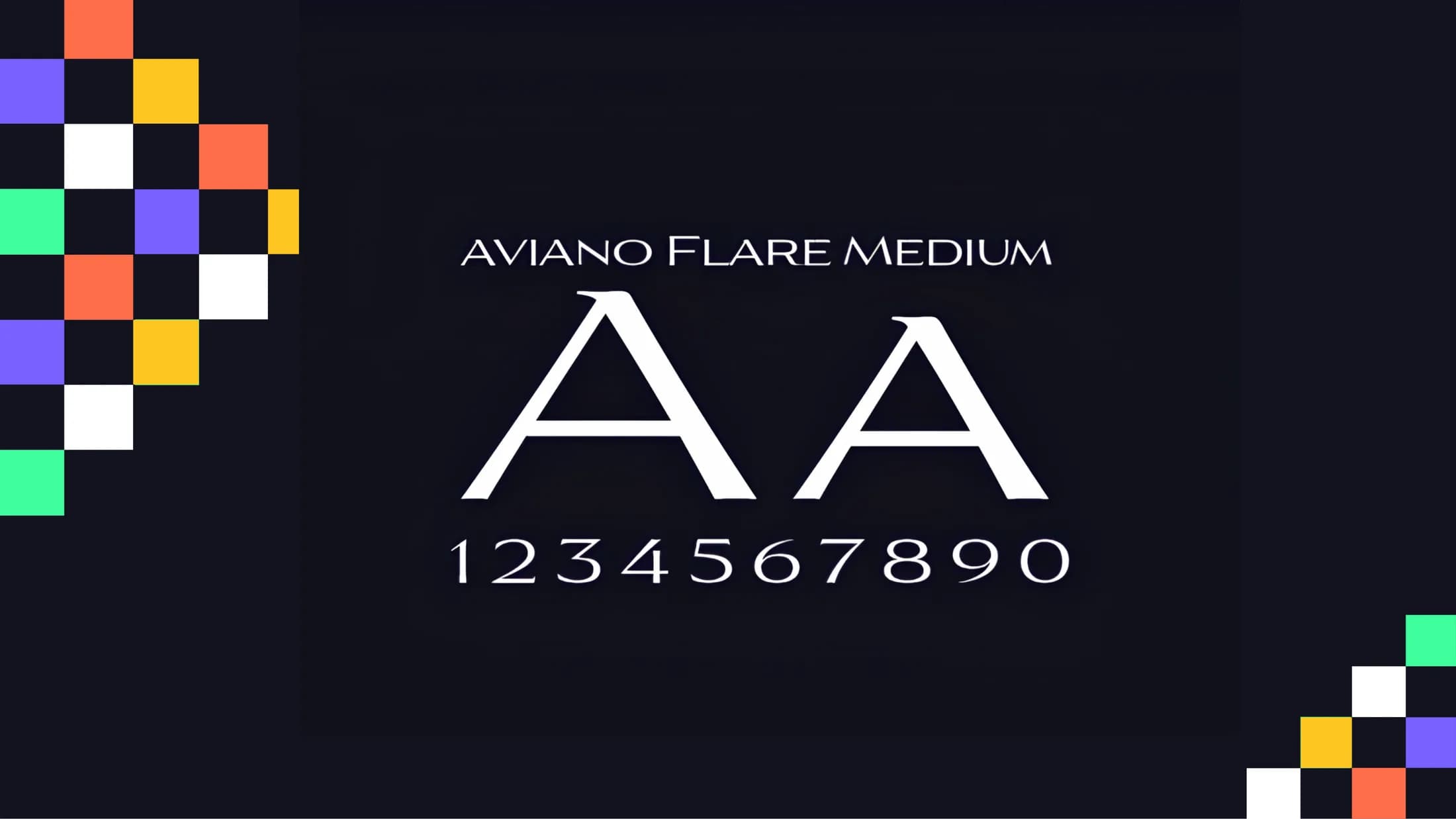 Brand typography — Aviano Flare Medium specimen on dark